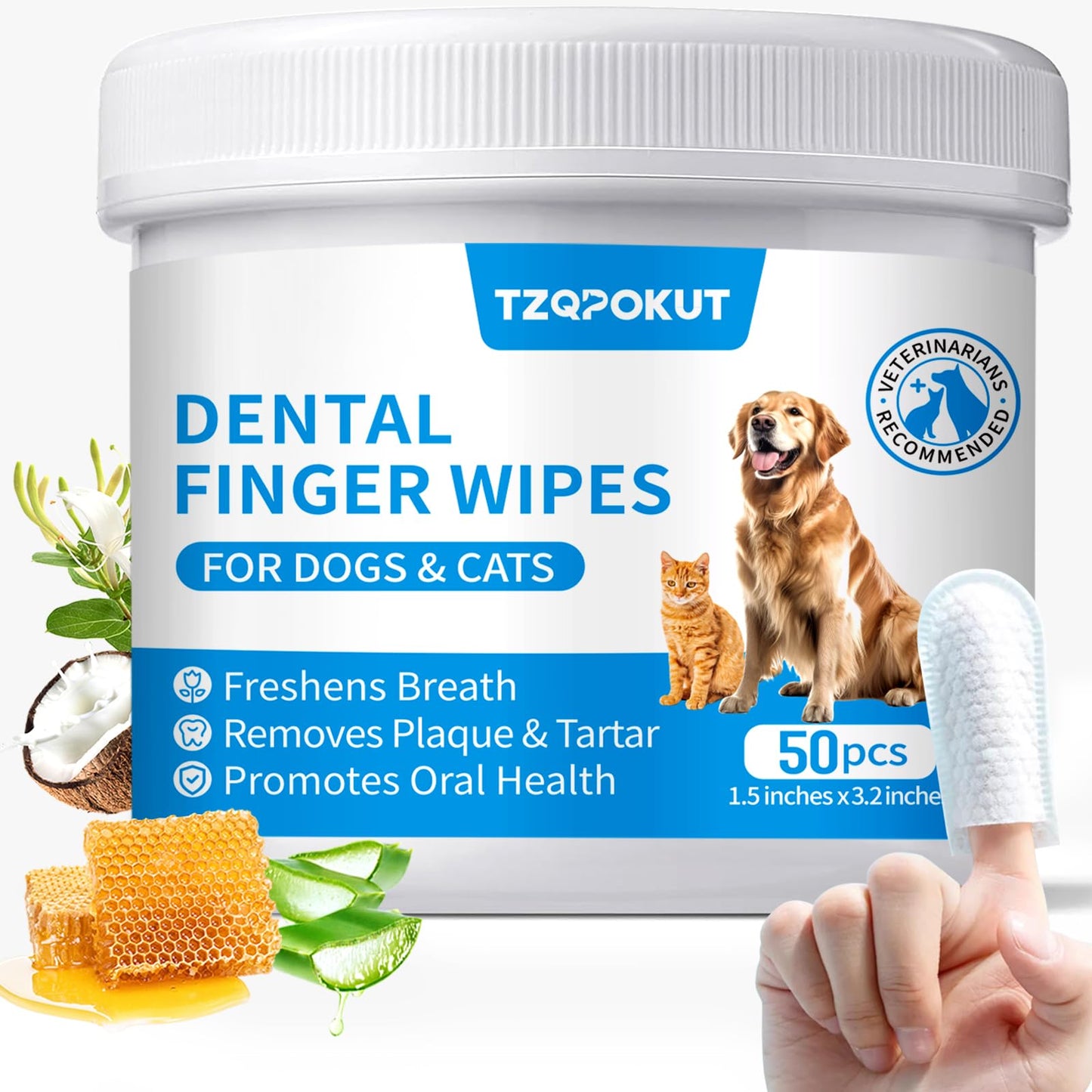 Tzqpokut Dog Teeth Cleaning Wipes Dog