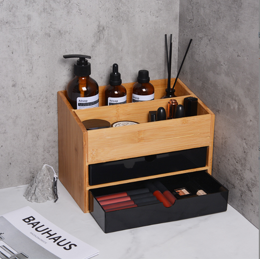 Bamboo Cosmetic Drawer Storage Box