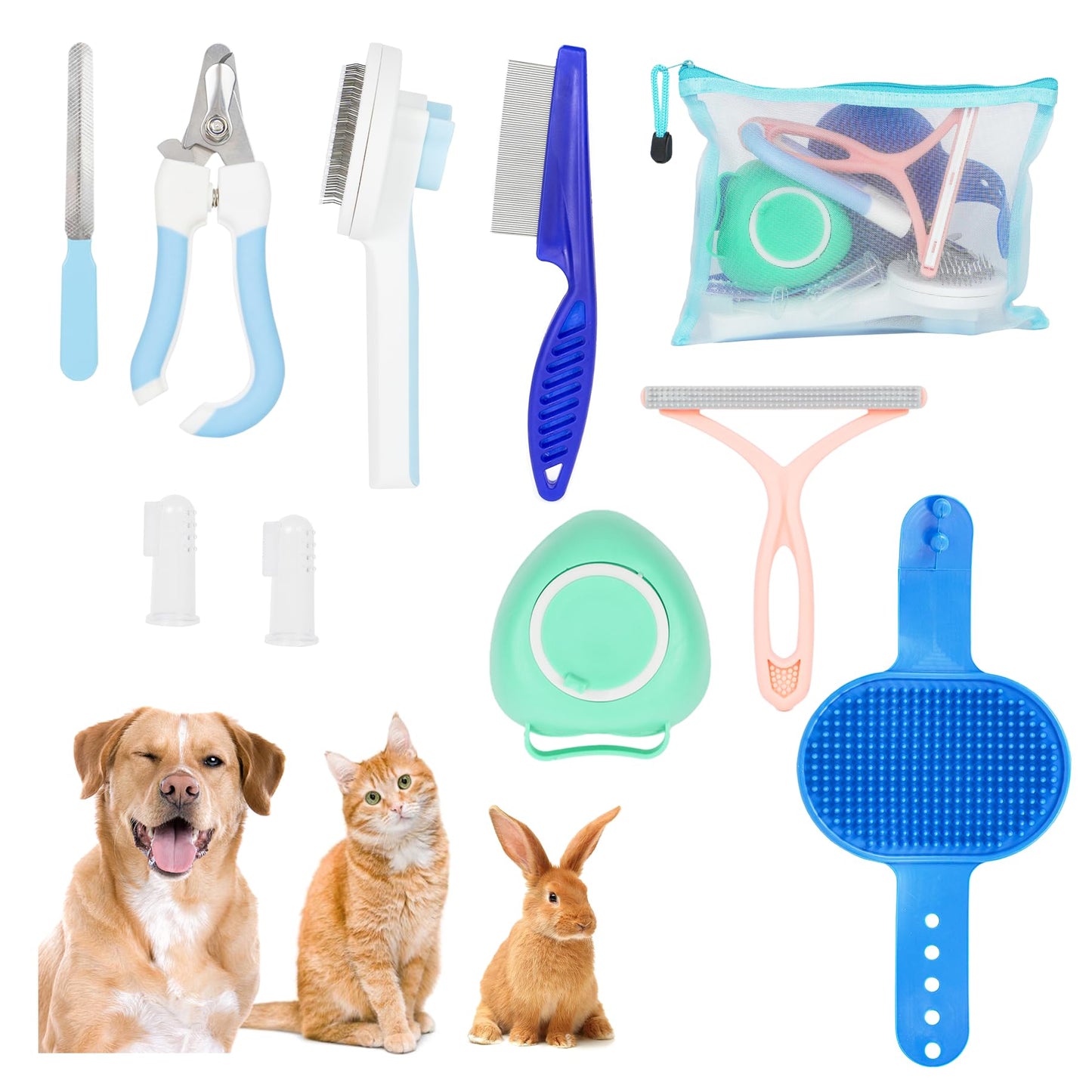 9 Pcs Dog and Cat Grooming Kit Self-Cleaning
